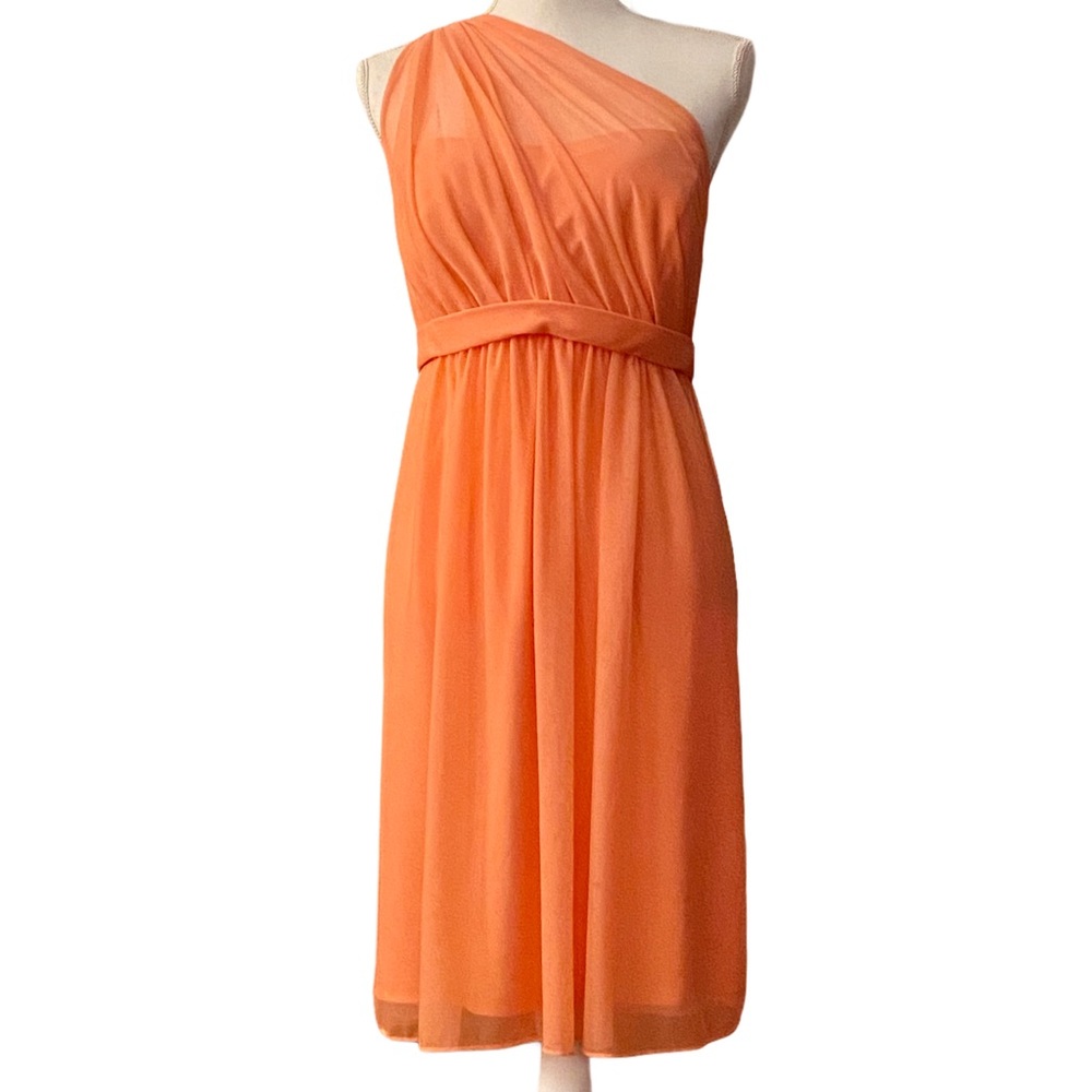 David’s Bridal One Shoulder Crinkle Chiffon Dress
